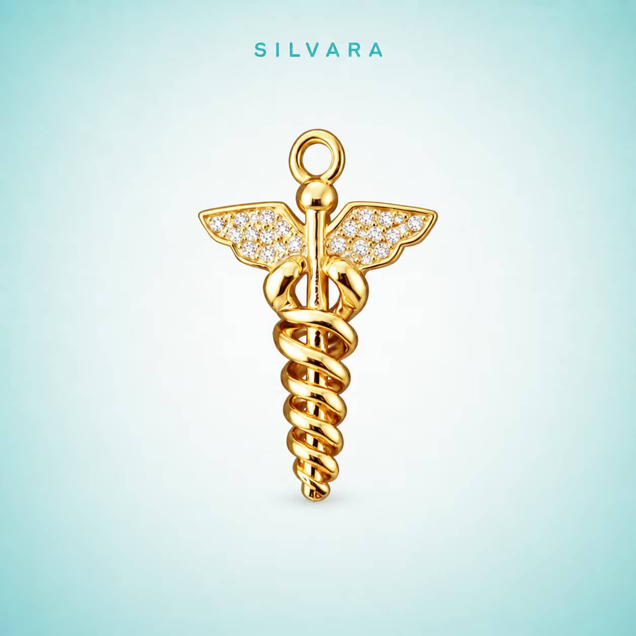 Подвеска Caduceus - жезл Гермеса, цвет — золото