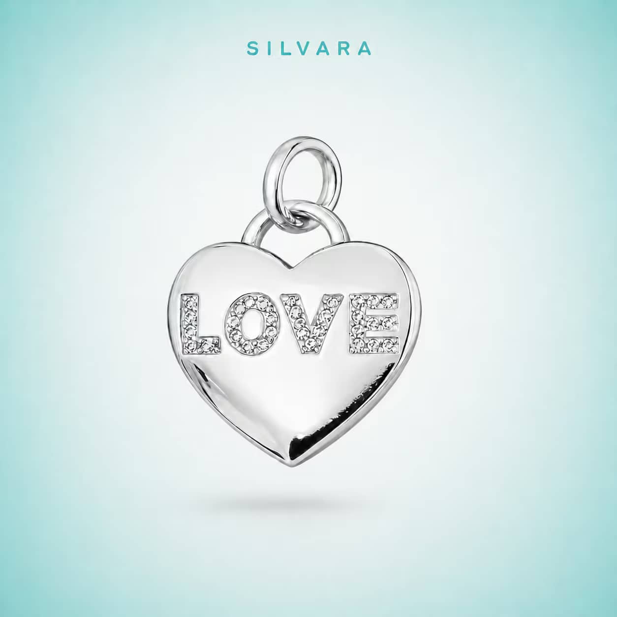 Подвеска «Сердце LOVE», цвет — серебро