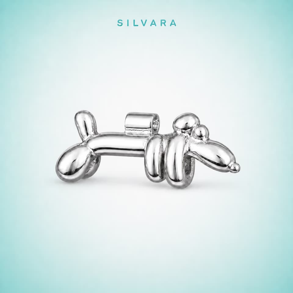 Бусина «BALLOON DOG», цвет — серебро