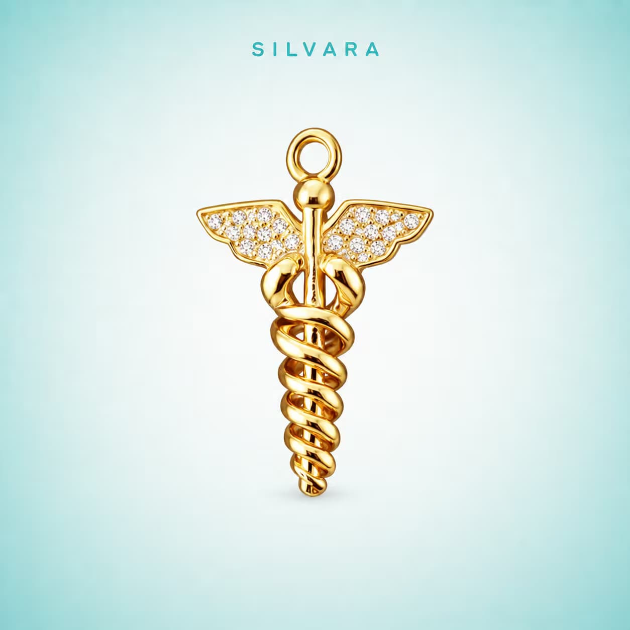 Подвеска Caduceus - жезл Гермеса, цвет — золото
