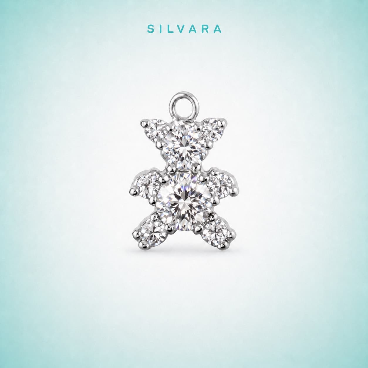 Подвеска Медведь «Crystal Teddy», цвет — серебро