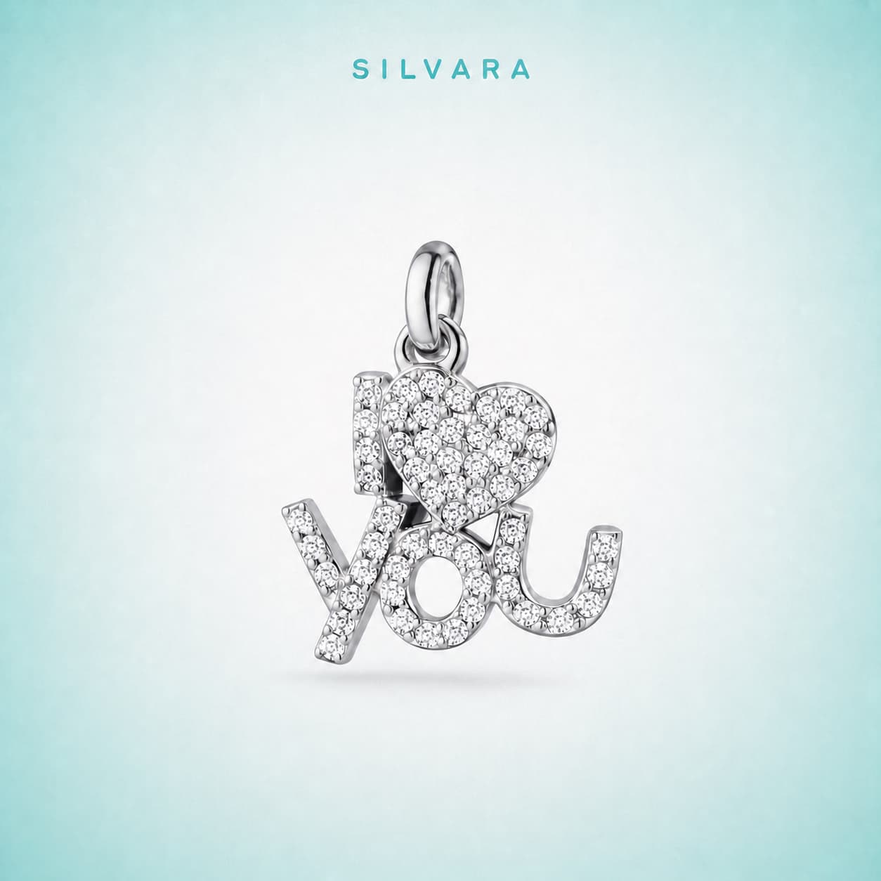 Подвеска I love you, цвет — серебро