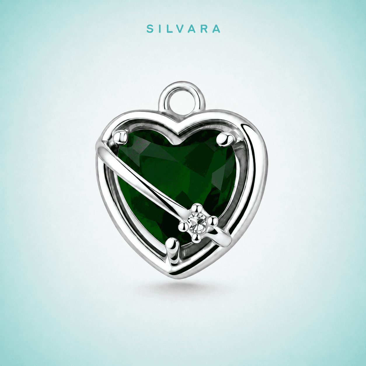 Подвеска «Кристальное сердце», цвет — серебро