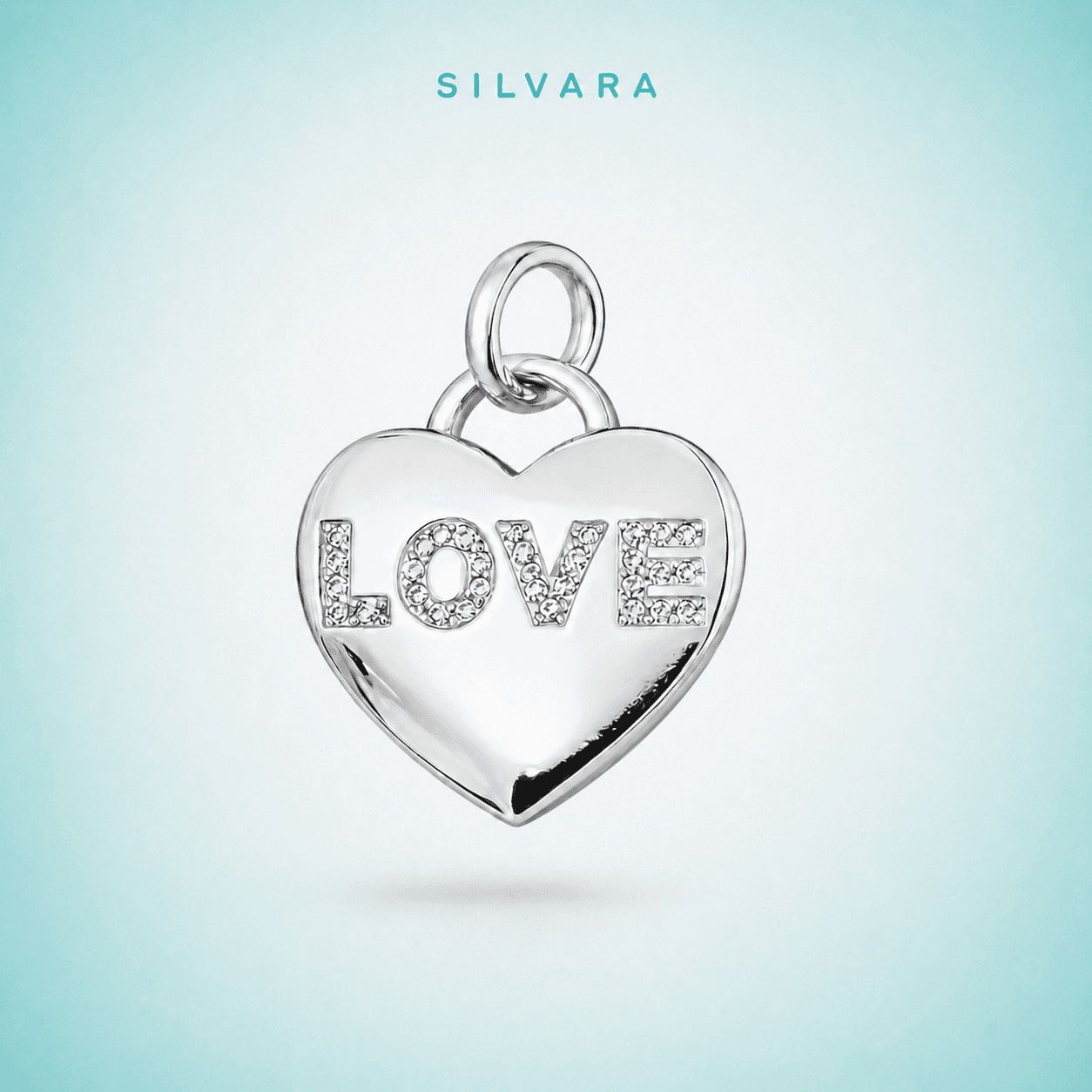 Подвеска «Сердце LOVE», цвет — серебро