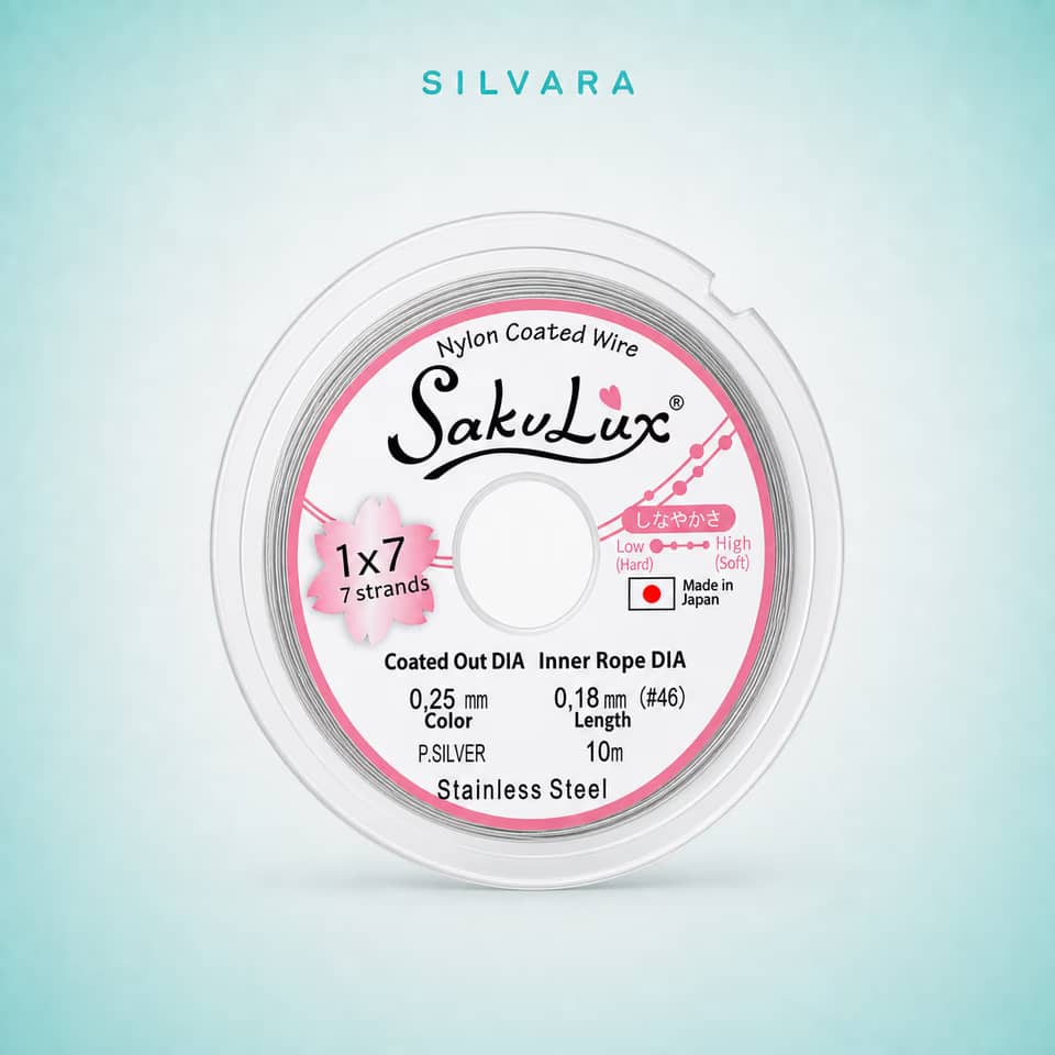 Тросик ювелирный SakuLux (Flexy7) 1×7 струн Серебро 0,25 мм 10 м