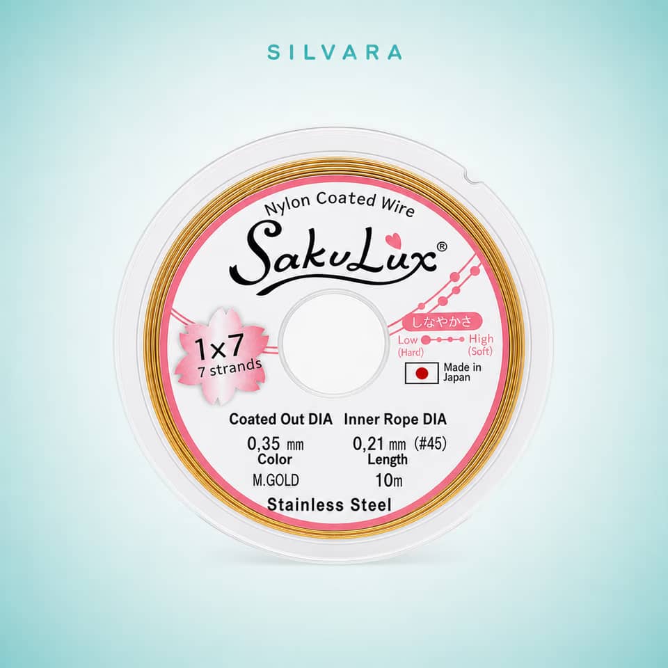 Тросик ювелирный SakuLux (Flexy7) 1×7 струн Золото 0,35 мм 10 м