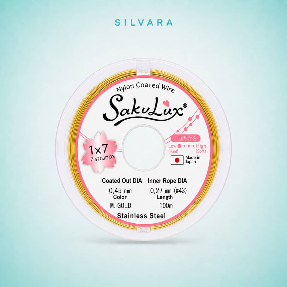 Тросик ювелирный SakuLux (Flexy7) 1×7 струн Золото 0,45 мм 100 м