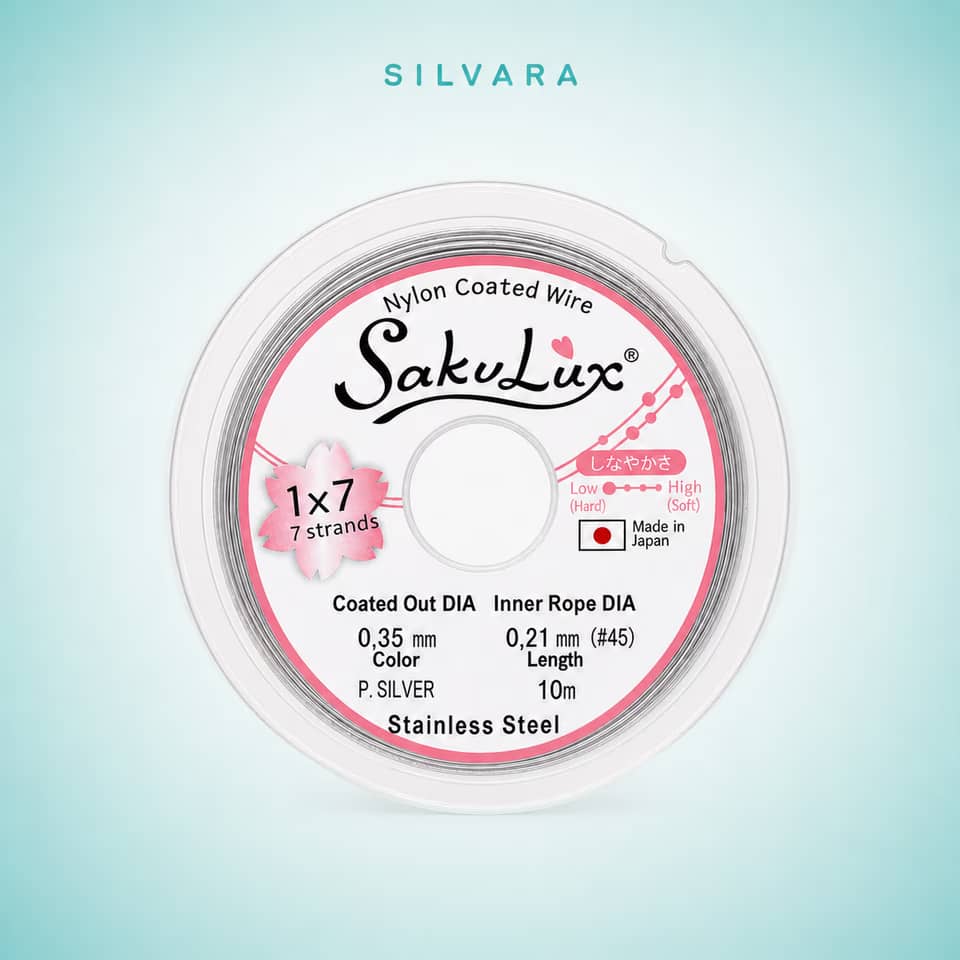 Тросик ювелирный SakuLux (Flexy7) 1×7 струн Золото 0,35 мм 10 м, цвет — серебро