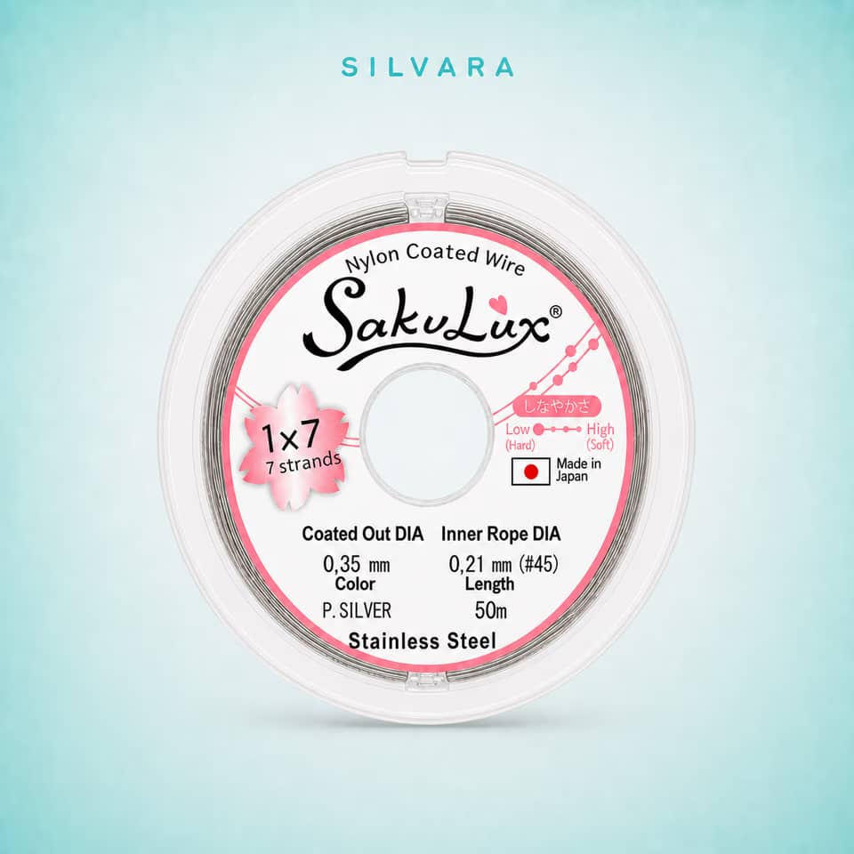 Тросик ювелирный SakuLux (Flexy7) 1×7 струн Серебро 0,35 мм 50 м