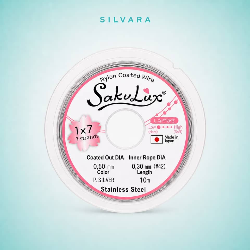 Тросик ювелирный SakuLux (Flexy7) 1×7 струн Серебро 0,5 мм 10 м